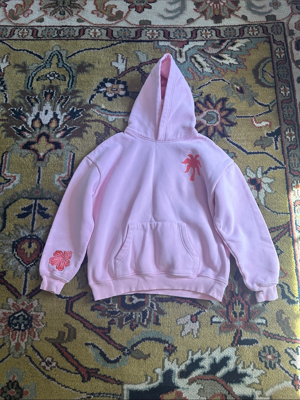Women’s Light Pink Palm Puff Pullover Hoodie